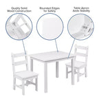 Emma and Oliver – Ensemble table et 2 chaises en bois massif pour salle de jeux ou cuisine
