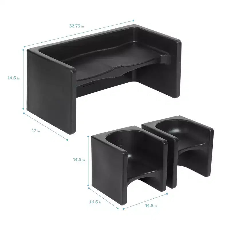 ECR4Kids Tri-Me, ensemble de jeu table et chaise-cube, meuble polyvalent, 3 pièces