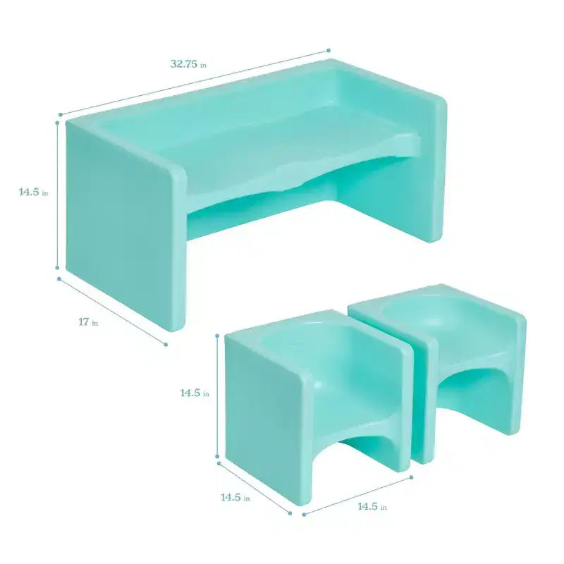 ECR4Kids Tri-Me, ensemble de jeu table et chaise-cube, meuble polyvalent, 3 pièces