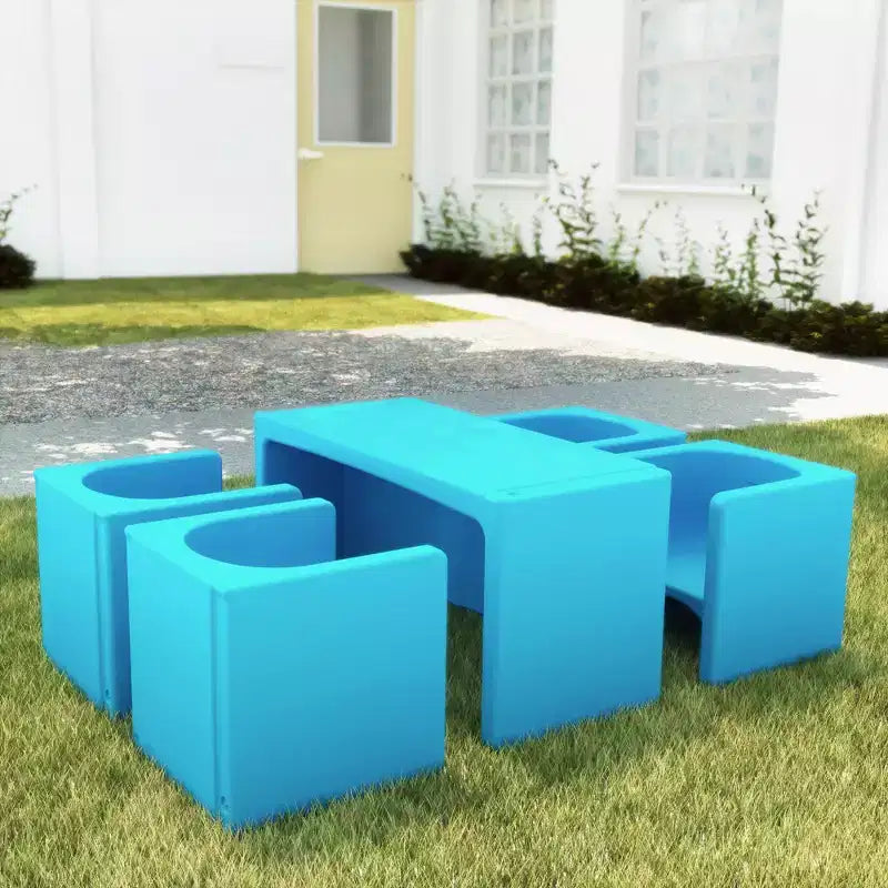 ECR4Kids Tri-Me, ensemble de jeu table et chaise-cube, meuble polyvalent, 3 pièces