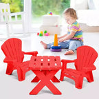 Costway Ensemble table et chaises pour enfants 3 pièces, mobilier de jeu intérieur/extérieur, rouge