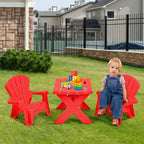 Costway Ensemble table et chaises pour enfants 3 pièces, mobilier de jeu intérieur/extérieur, rouge