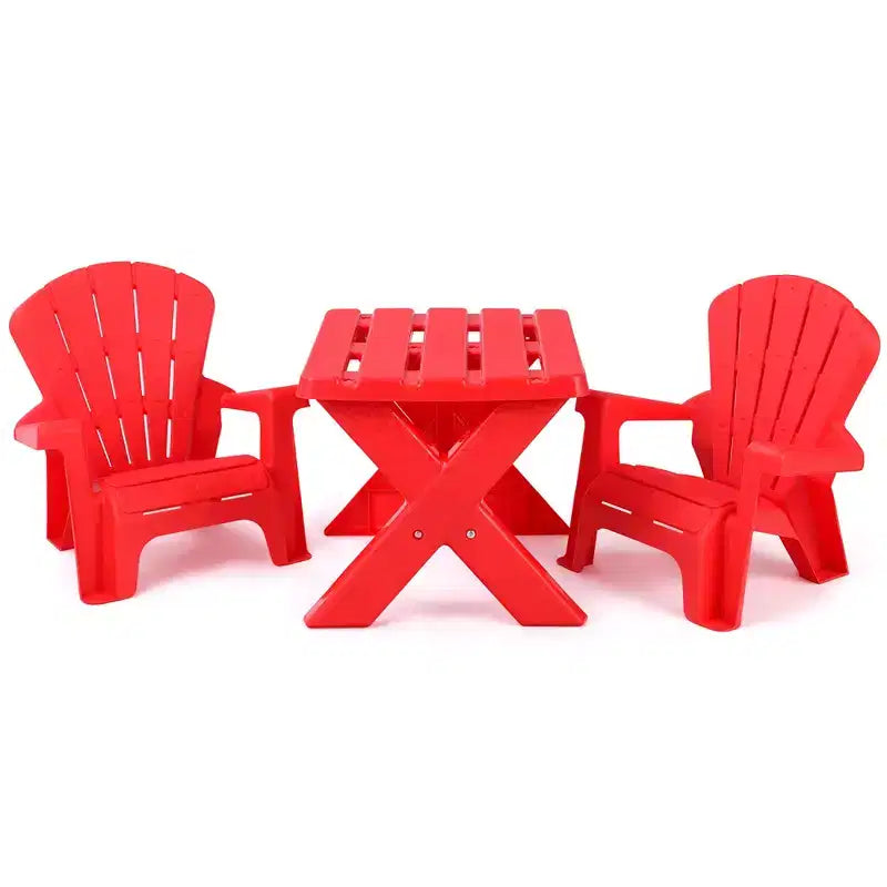 Costway Ensemble table et chaises pour enfants 3 pièces, mobilier de jeu intérieur/extérieur, rouge