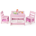 Costway 3 in 1 Wood Activity Table Chair Set w/Storage Box Pink