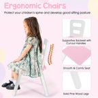 Costway Table Ronde en Bois pour Enfants et 2 Chaises avec Rangement Central en Filet Blanc/Bleu/Bleu Foncé/Rose/Violet
