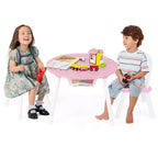 Costway Table Ronde en Bois pour Enfants et 2 Chaises avec Rangement Central en Filet Blanc/Bleu/Bleu Foncé/Rose/Violet