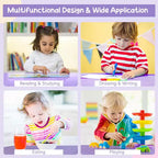 Costway Table Ronde en Bois pour Enfants et 2 Chaises avec Rangement Central en Filet Blanc/Bleu/Bleu Foncé/Rose/Violet