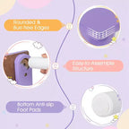 Costway Table Ronde en Bois pour Enfants et 2 Chaises avec Rangement Central en Filet Blanc/Bleu/Bleu Foncé/Rose/Violet