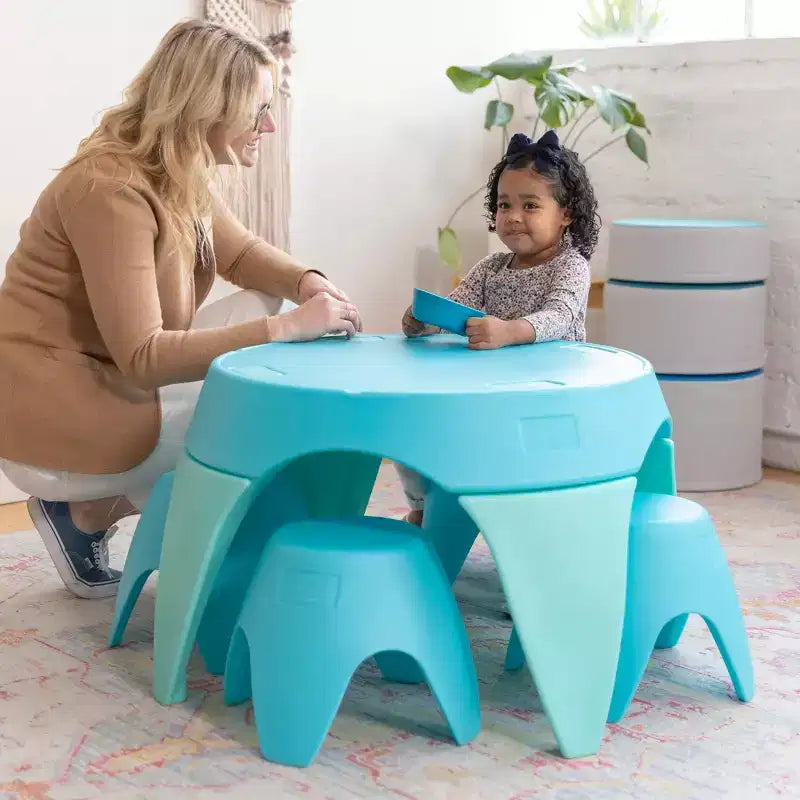 ECR4Kids Ayana Ensemble Table et Tabourets, Mobilier de Classe pour Enfants, 5 Pièces