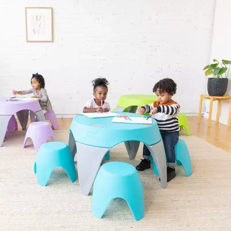 ECR4Kids Ayana Ensemble Table et Tabourets, Mobilier de Classe pour Enfants, 5 Pièces