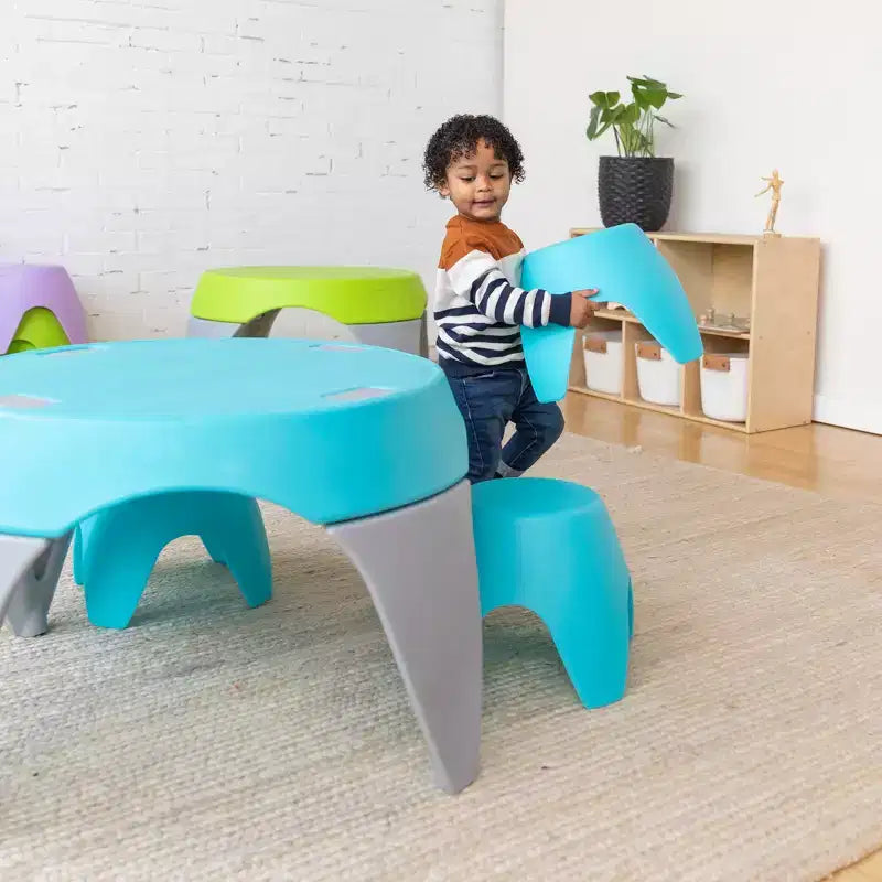 ECR4Kids Ayana Ensemble Table et Tabourets, Mobilier de Classe pour Enfants, 5 Pièces