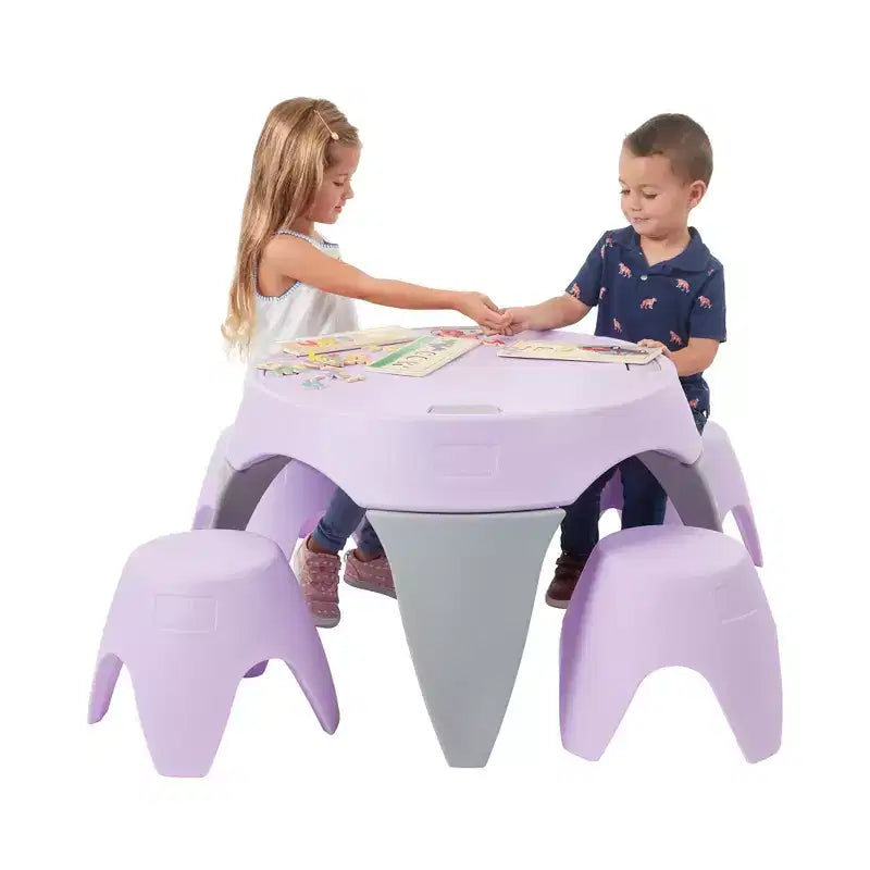 ECR4Kids Ayana Ensemble Table et Tabourets, Mobilier de Classe pour Enfants, 5 Pièces
