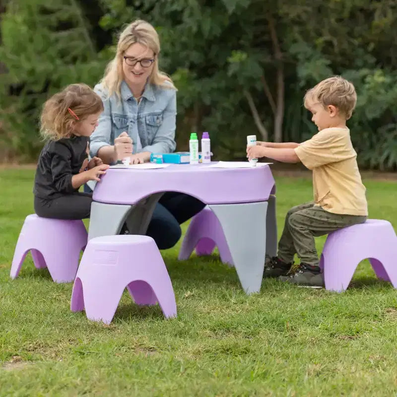 ECR4Kids Ayana Ensemble Table et Tabourets, Mobilier de Classe pour Enfants, 5 Pièces