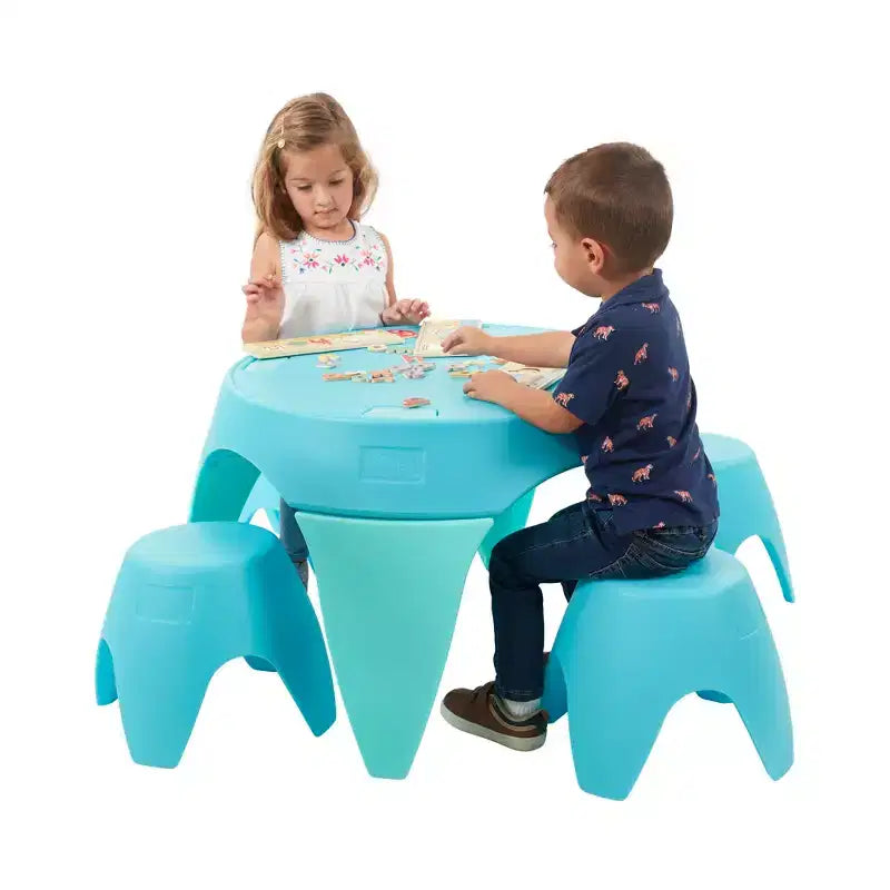 ECR4Kids Ayana Ensemble Table et Tabourets, Mobilier de Classe pour Enfants, 5 Pièces