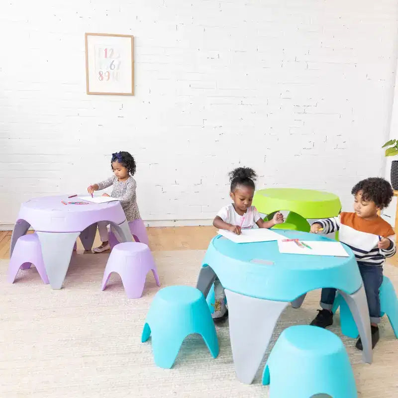 ECR4Kids Ayana Ensemble Table et Tabourets, Mobilier de Classe pour Enfants, 5 Pièces