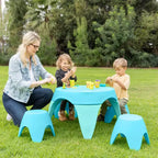 ECR4Kids Ayana Ensemble Table et Tabourets, Mobilier de Classe pour Enfants, 5 Pièces