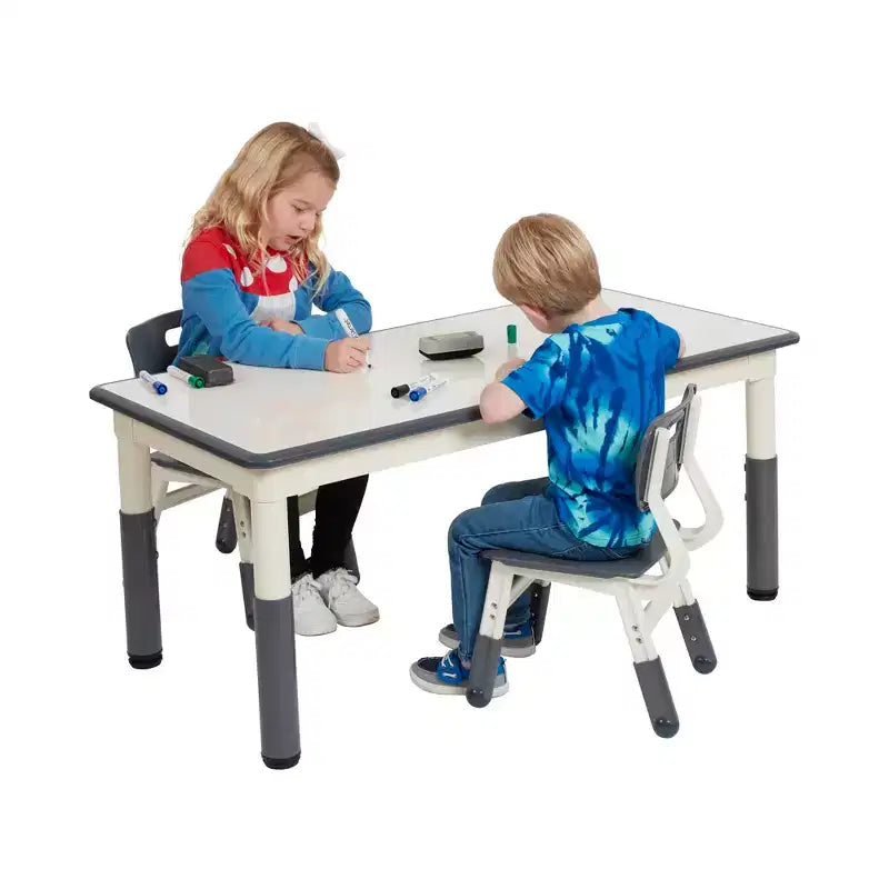 Table d'activité rectangulaire effaçable à sec ECR4Kids avec deux chaises, mobilier pour enfants, 3 pièces
