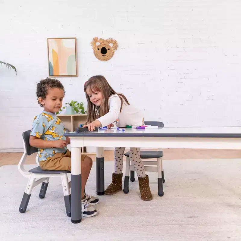 Table d'activité rectangulaire effaçable à sec ECR4Kids avec deux chaises, mobilier pour enfants, 3 pièces