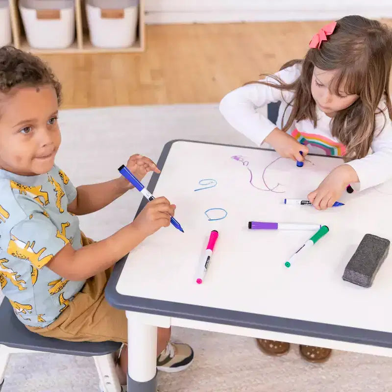Table d'activité rectangulaire effaçable à sec ECR4Kids avec deux chaises, mobilier pour enfants, 3 pièces