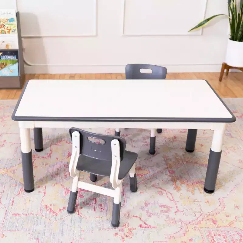 Table d'activité rectangulaire effaçable à sec ECR4Kids avec deux chaises, mobilier pour enfants, 3 pièces