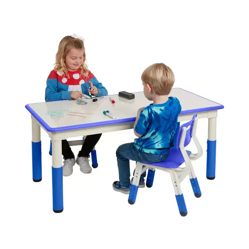 Table d'activité rectangulaire effaçable à sec ECR4Kids avec deux chaises, mobilier pour enfants, 3 pièces