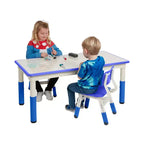 Table d'activité rectangulaire effaçable à sec ECR4Kids avec deux chaises, mobilier pour enfants, 3 pièces