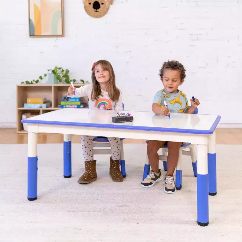 Table d'activité rectangulaire effaçable à sec ECR4Kids avec deux chaises, mobilier pour enfants, 3 pièces