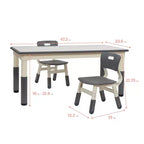 Table d'activité rectangulaire effaçable à sec ECR4Kids avec deux chaises, mobilier pour enfants, 3 pièces
