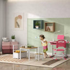 Ensemble de table pour enfants Qaba 4 pièces avec 2 chaises en bois, 1 banc de rangement et un design moderne intéressant