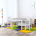 Ensemble de table pour enfants Qaba 4 pièces avec 2 chaises en bois, 1 banc de rangement et un design moderne intéressant