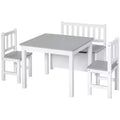Ensemble de table pour enfants Qaba 4 pièces avec 2 chaises en bois, 1 banc de rangement et un design moderne intéressant