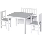 Ensemble de table pour enfants Qaba 4 pièces avec 2 chaises en bois, 1 banc de rangement et un design moderne intéressant