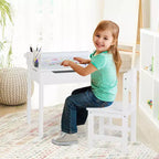 Table et chaises pour enfants Costway avec porte-rouleau de papier gris/blanc