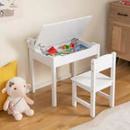 Table et chaises pour enfants Costway avec porte-rouleau de papier gris/blanc