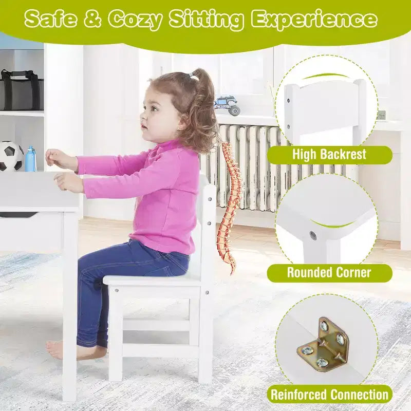 Table et chaises pour enfants Costway avec porte-rouleau de papier gris/blanc