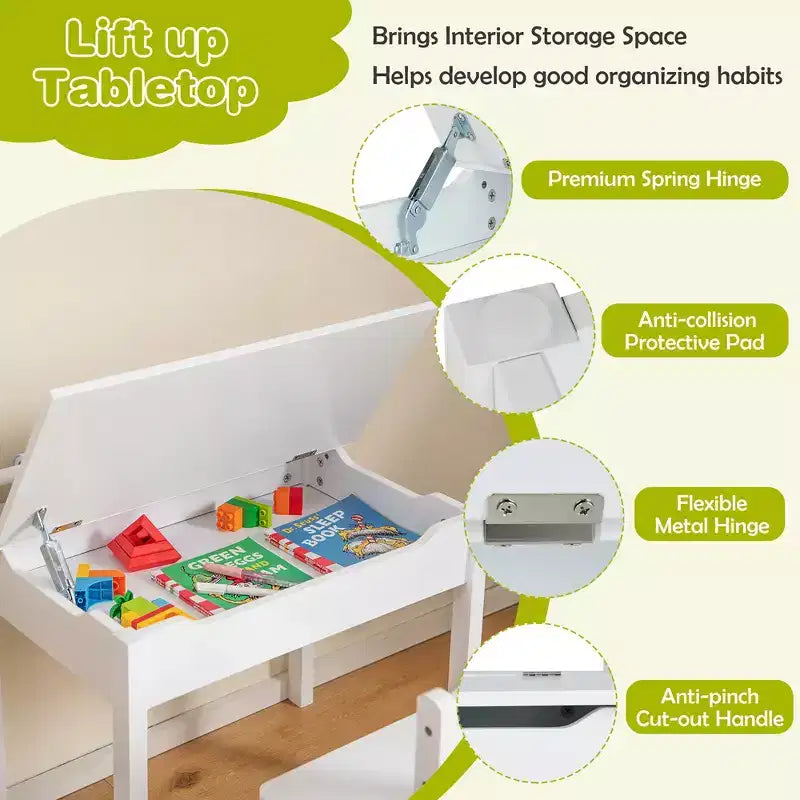 Table et chaises pour enfants Costway avec porte-rouleau de papier gris/blanc