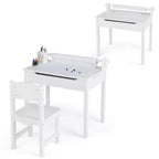 Table et chaises pour enfants Costway avec porte-rouleau de papier gris/blanc