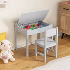 Table et chaises pour enfants Costway avec porte-rouleau de papier gris/blanc