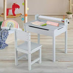Table et chaises pour enfants Costway avec porte-rouleau de papier gris/blanc