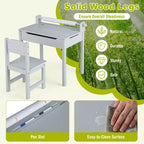 Table et chaises pour enfants Costway avec porte-rouleau de papier gris/blanc