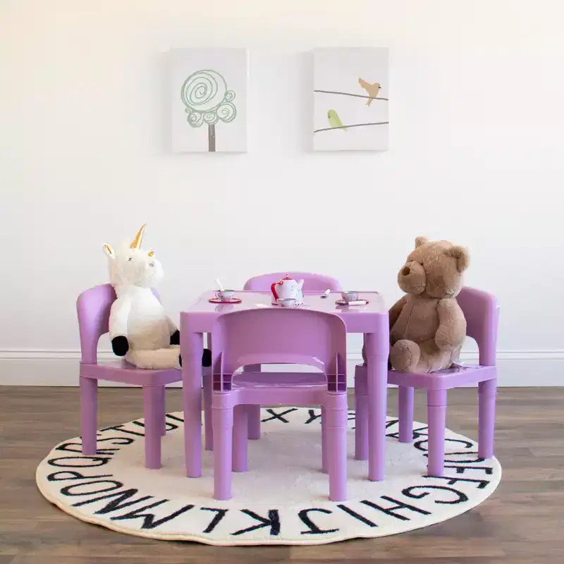 Ensemble 5 pièces table et chaises légères en plastique pour enfants – Humble Crew