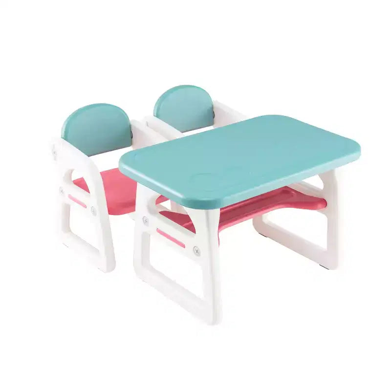 Ensemble table et chaises 3 pièces pour enfants Costway, bureau d'activités pour tout-petits avec blocs de construction