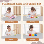 Ensemble table et chaises 3 pièces pour enfants Costway, bureau d'activités pour tout-petits avec blocs de construction