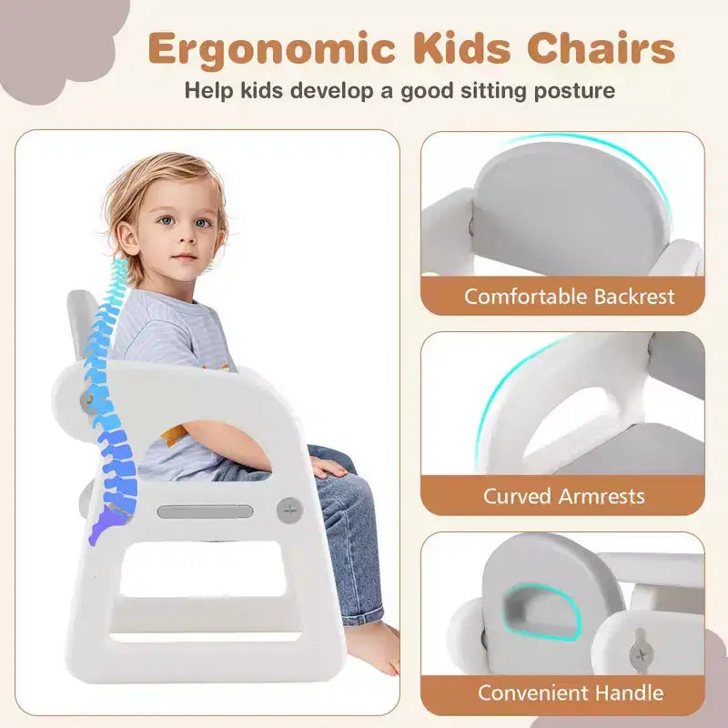 Ensemble table et chaises 3 pièces pour enfants Costway, bureau d'activités pour tout-petits avec blocs de construction