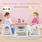 Ensemble table et chaises 3 pièces pour enfants Costway, bureau d'activités pour tout-petits avec blocs de construction