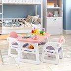 Ensemble table et chaises 3 pièces pour enfants Costway, bureau d'activités pour tout-petits avec blocs de construction