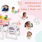 Ensemble table et chaises 3 pièces pour enfants Costway, bureau d'activités pour tout-petits avec blocs de construction