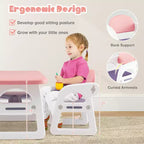 Ensemble table et chaises 3 pièces pour enfants Costway, bureau d'activités pour tout-petits avec blocs de construction