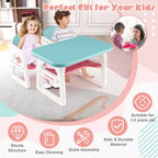 Ensemble table et chaises 3 pièces pour enfants Costway, bureau d'activités pour tout-petits avec blocs de construction