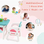 Ensemble table et chaises 3 pièces pour enfants Costway, bureau d'activités pour tout-petits avec blocs de construction